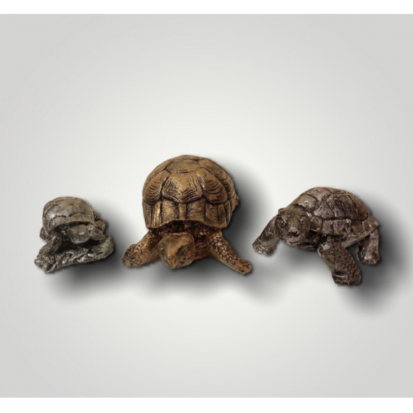 Polyester kaplumbağalar biblo 3'lü set