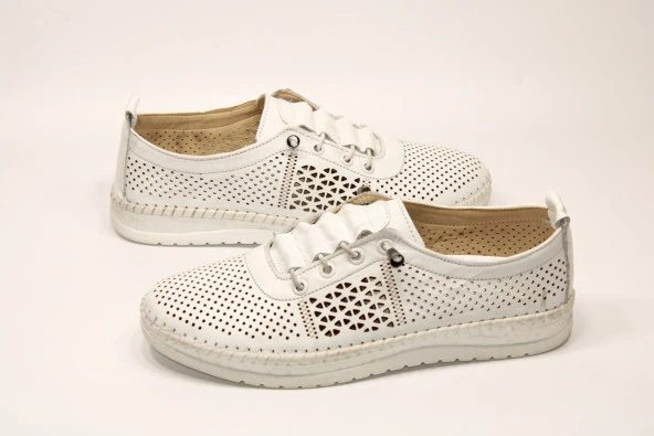 MND HAKİKİ DERİ ORTOPEDİK YUMUŞAK TABAN LASTİK BAĞCIKLI KOLAY GİYİM KADIN GÜNLÜK ÇARIK AYAKKABI - 2