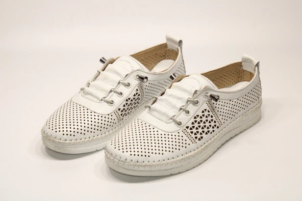 MND HAKİKİ DERİ ORTOPEDİK YUMUŞAK TABAN LASTİK BAĞCIKLI KOLAY GİYİM KADIN GÜNLÜK ÇARIK AYAKKABI - 4