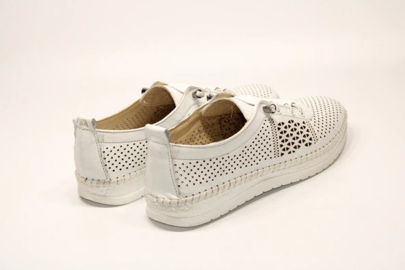 MND HAKİKİ DERİ ORTOPEDİK YUMUŞAK TABAN LASTİK BAĞCIKLI KOLAY GİYİM KADIN GÜNLÜK ÇARIK AYAKKABI - 5