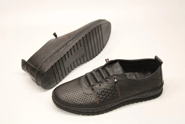 MND HAKİKİ DERİ ORTOPEDİK YUMUŞAK TABAN LASTİK BAĞCIKLI KOLAY GİYİM KADIN GÜNLÜK ÇARIK AYAKKABI - 7