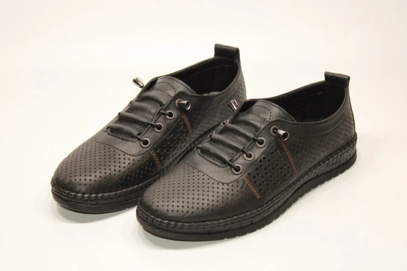 MND HAKİKİ DERİ ORTOPEDİK YUMUŞAK TABAN LASTİK BAĞCIKLI KOLAY GİYİM KADIN GÜNLÜK ÇARIK AYAKKABI - 9