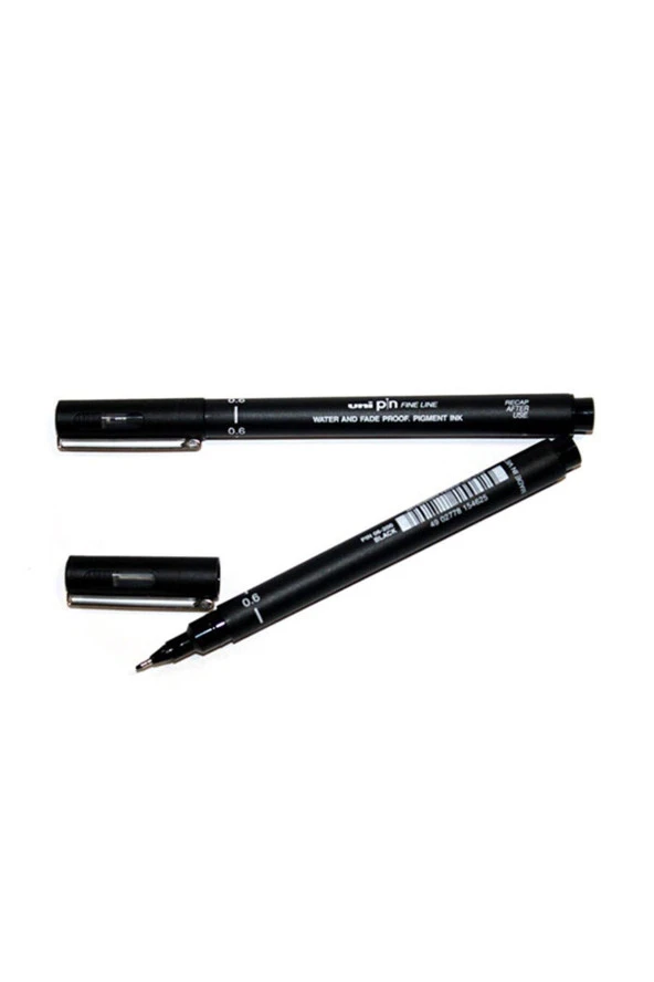 Uni-Ball Teknik Çizim Kalemi Markör Akrilik Uçlu Kalem Fine Line Pin 0.6 Mm Siyah (12 Li Paket)