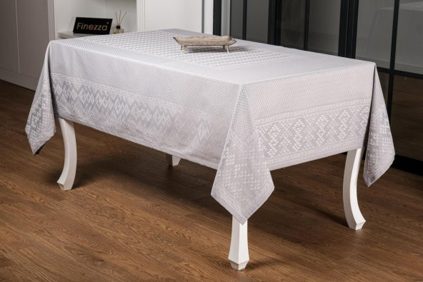 Finezza Ezgi Lüx Jakar Polycotton Kumaş Gri Masa Örtüsü 160x220 cm - 1065