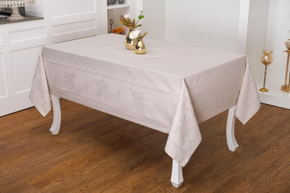 Finezza Demet Lüx Jakar Polycotton Kumaş Taş Masa Örtüsü 160x220 cm - 1064