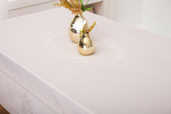 Finezza Demet Lüx Jakar Polycotton Kumaş Taş Masa Örtüsü 160x220 cm - 1064 - Resim 4