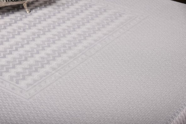 Finezza Ezgi Lüx Jakar Polycotton Kumaş Gri Masa Örtüsü 160x350 cm - 1066 - 11