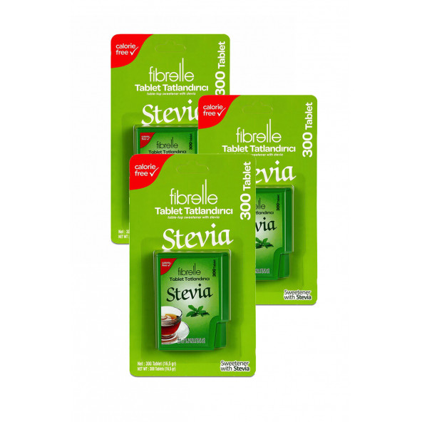 3 Kutu Fibrelle Stevia Tablet Tatlandırıcı 300 Tablet x 3