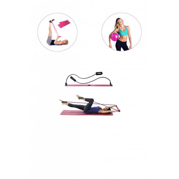 Spor Byfit Portable Studio Pilates Egzersiz Çubuğu + Pilates Denge Topu + Pilates Bandı