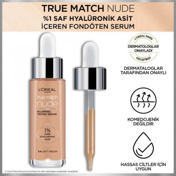 LOréal Paris True Match Nude Fondöten Serum 3-4 Light Medium - 4
