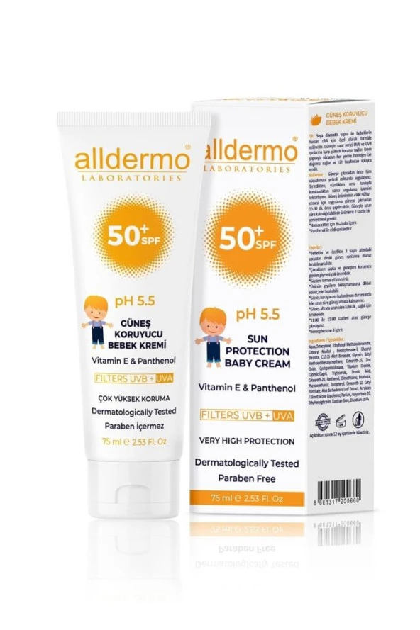 ALLDERMO SPF 50 BEBEK - ÇOCUK GÜNEŞ KORUYUCU KREMİ 75 ML