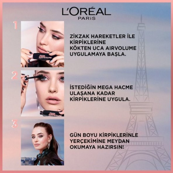 Loréal Paris Air Mega Volume Maskara - 30 Saate Kadar Kalıcı - Ekstra Siyah - Resim 6