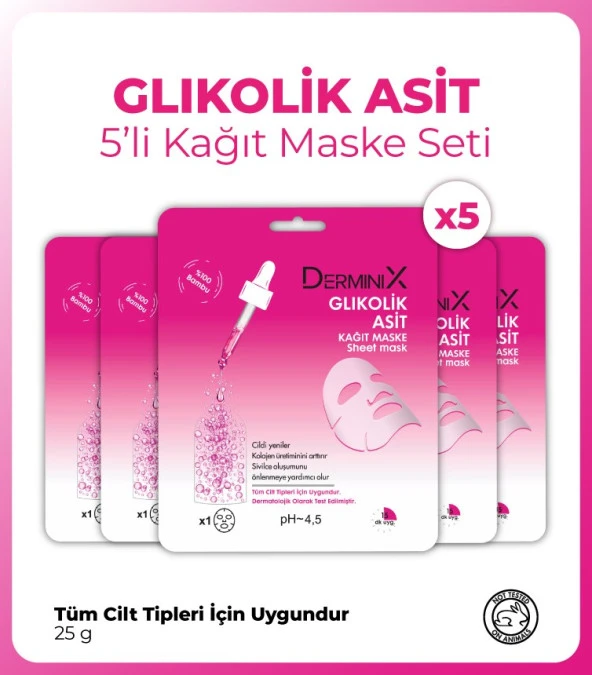 Derminix Glikolik Asit Kağıt Maske 5 Adet