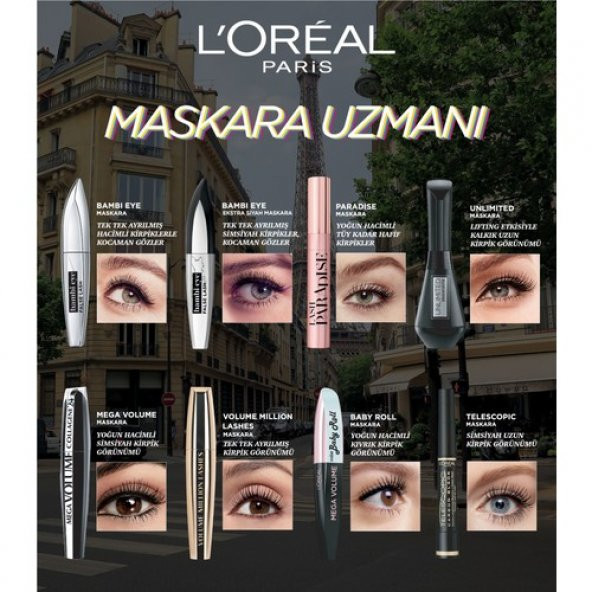 LOréal Paris Telescopic Carbon Black Maskara - Siyah - Resim 6
