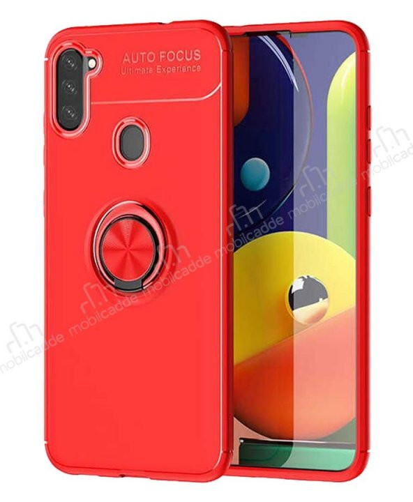 Eiroo Ring Samsung Galaxy A21 Standlı Kırmızı Silikon Kılıf