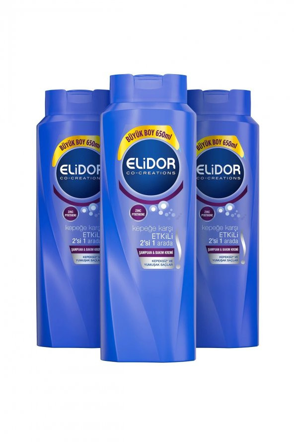 ELİDOR Kepeğe Karşı Etkili 2ın1 Saç Bakım Şampuanı 650 Ml X3
