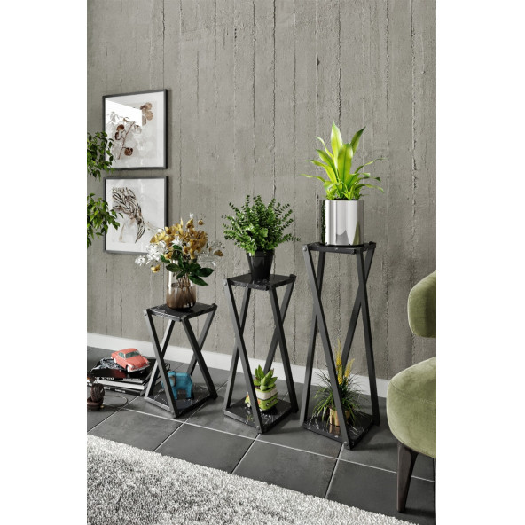 Dekoratif 3’lü Çiçeklik – Saksılık - 1