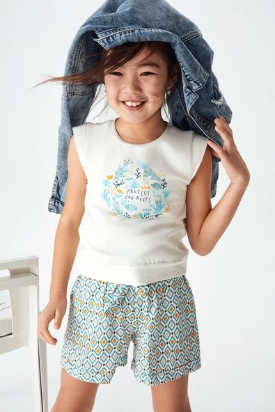 NK Kids Mint Kız Çocuk Kareli Şort