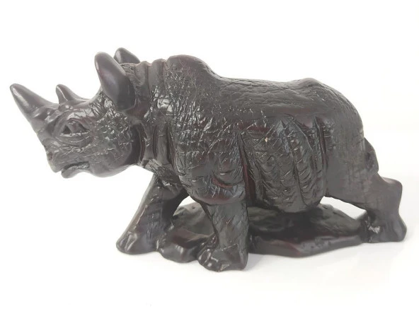 Gergedan Reçine Biblo Heykel Dekoratif Tasarım Masa Üstü Süsü - Resim 3