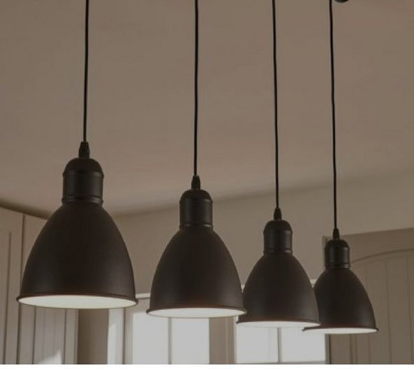 mylights  retro  rustik  masa üstü  dörtlü metal avize   100CM SİYAH TABAN