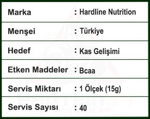 Hardline BCAA Matrix 40S 600 Gr Yeşil Elma Bcaa Powder 40 Servis - 4
