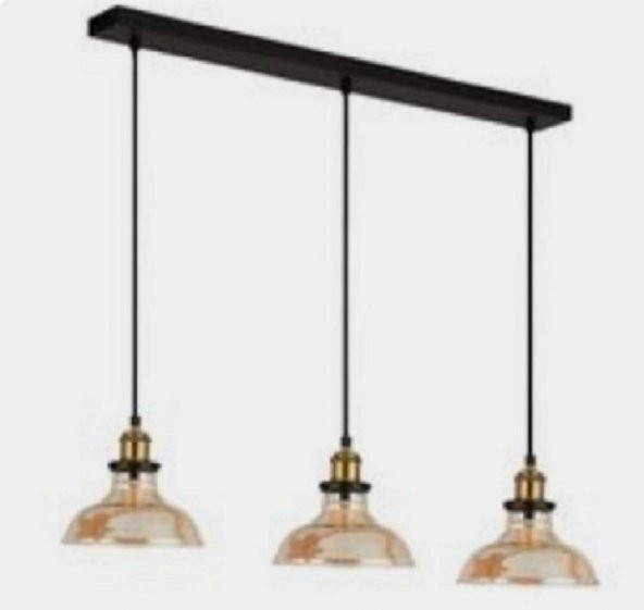 mylights  retro  üçlü masa üstü vintage rustik camlı avize 100 cm kasa ürün görseli