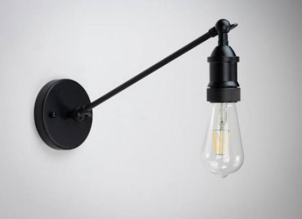 MYLİGHTS SİYAH  MAFSALI HAREKETLİ APLİK DUVAR LAMBASI GECE LAMBASI - Resim 2