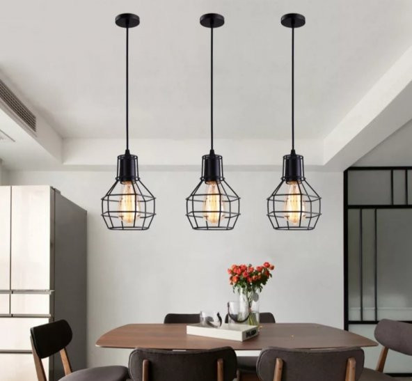 MYLİGHTS RETRO RUSTİK METAL KAFES SARKIT AVİZE  VİNTAGE AVİZE TEKLİ TEK FİYATIDIR