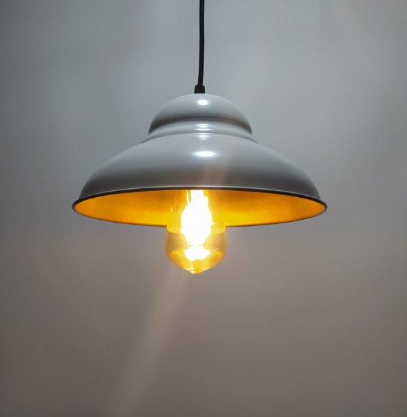 MYLİGHTS RETRO RUSTİK  VİNTAGE METAL SARKIT AVİZE BEYAZ  İÇİ ALTIN