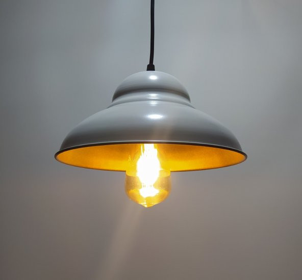 MYLİGHTS RETRO RUSTİK  VİNTAGE METAL SARKIT AVİZE BEYAZ  İÇİ ALTIN - Resim 2