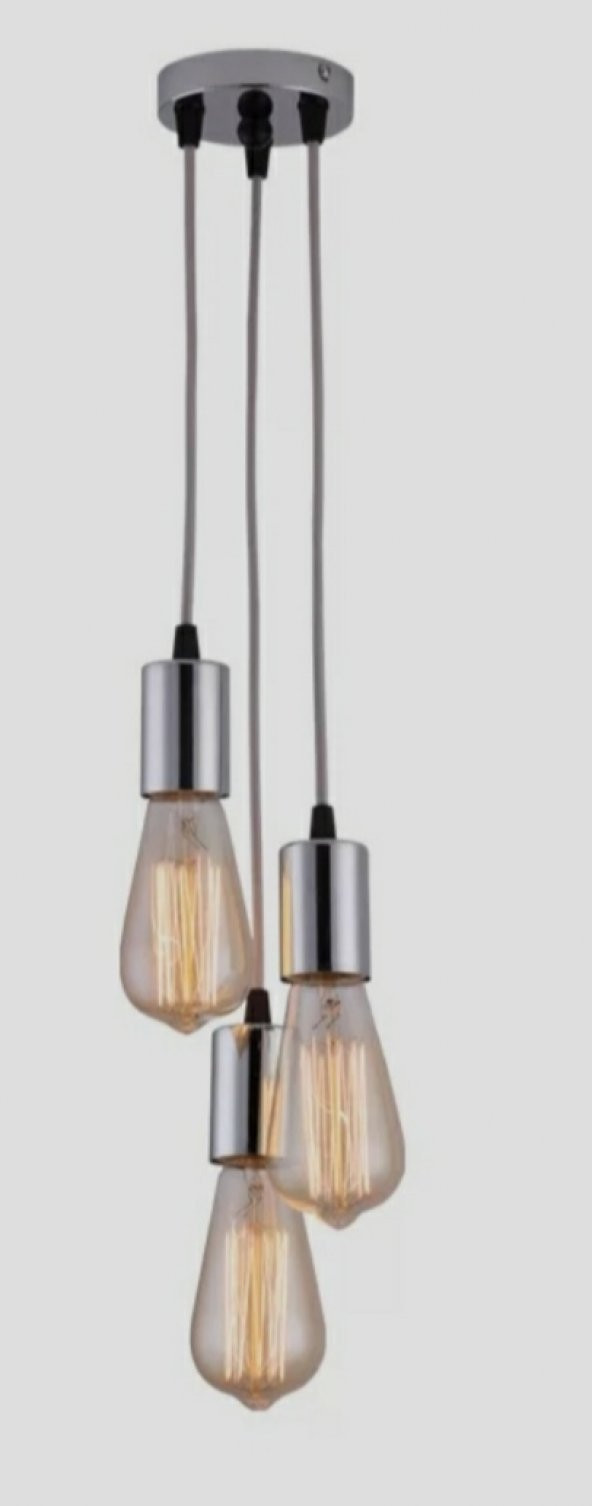 MYLİGHTS MODERN SPOR  ÜÇLÜ GÜMÜŞ SARKIT AVİZE ürün görseli