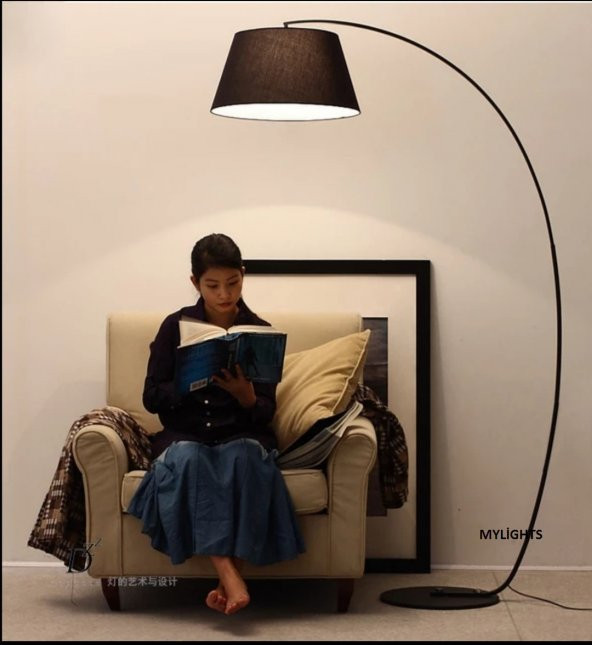 MYLİGHTS C LAMBADER KÖŞE LAMBASI KUMAŞ BAŞLIK HAREKTLİ BAŞLIK YERDEN AYDINLATMA KÖŞE LAMBASI ürün görseli