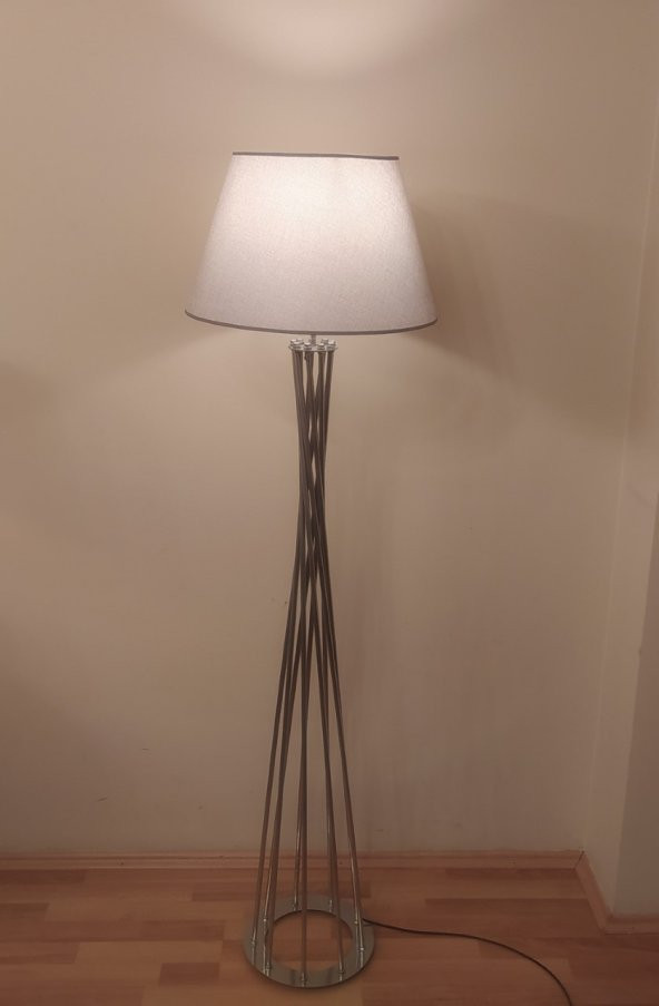 MYLİGHTS MODERN GÜMÜŞ  LAMBADER  KÖEŞE LAMBASI  GÜMÜŞBAŞLIK GÜMÜŞ AYAK - 1