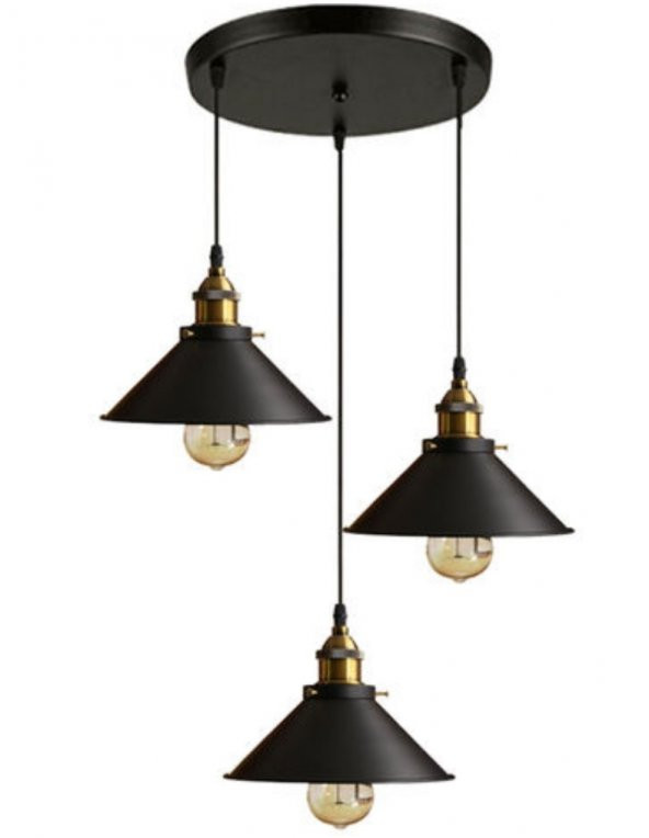 MYLİGHTS  RETRO  RUSTİK  SARKIT AVİZE METAL ÜÇLÜ ürün görseli