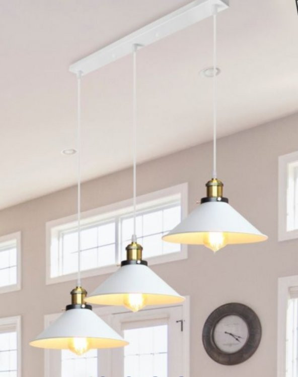 mylights  retro rustik  üçlü sarkıt sıralı avize  60 cm en masa üstü