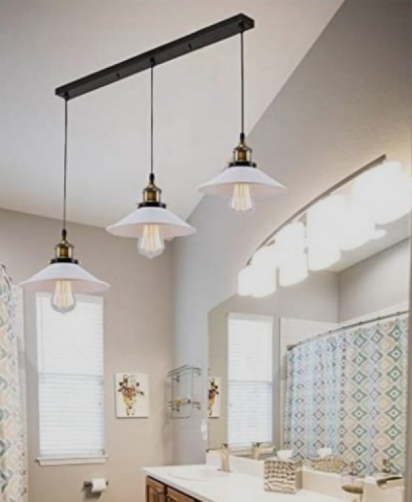 MYLİGHTS  RETOR RUSTİK SIRALI  ÜÇLÜ AVİZE 60 CM EN - Resim 2