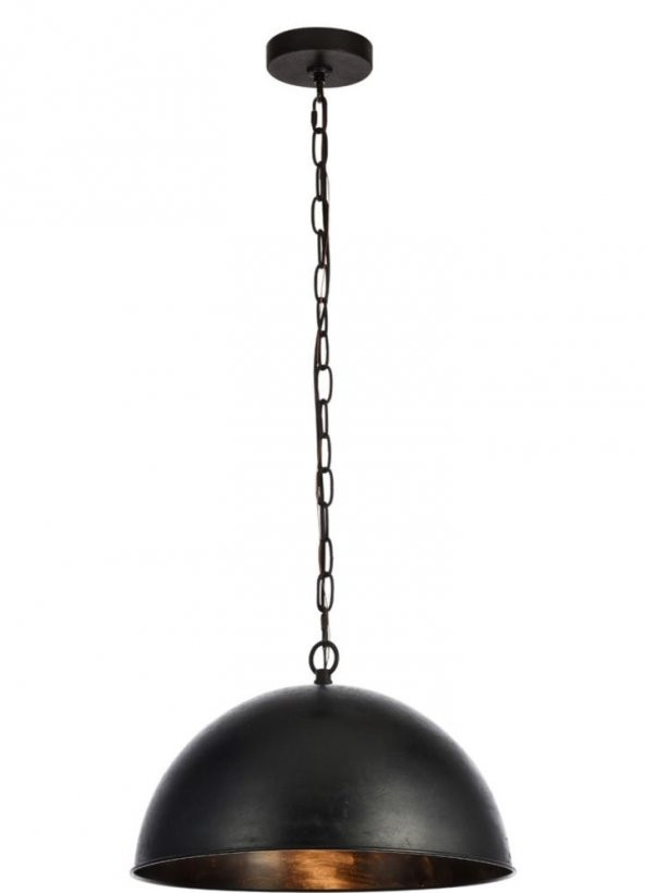 MYLİGHTS  RETRO RUSTİK  METAL SARKIT AVİZE SİYAH  İÇİ ESKİTME PATİNALI  EN  40 CM ürün görseli