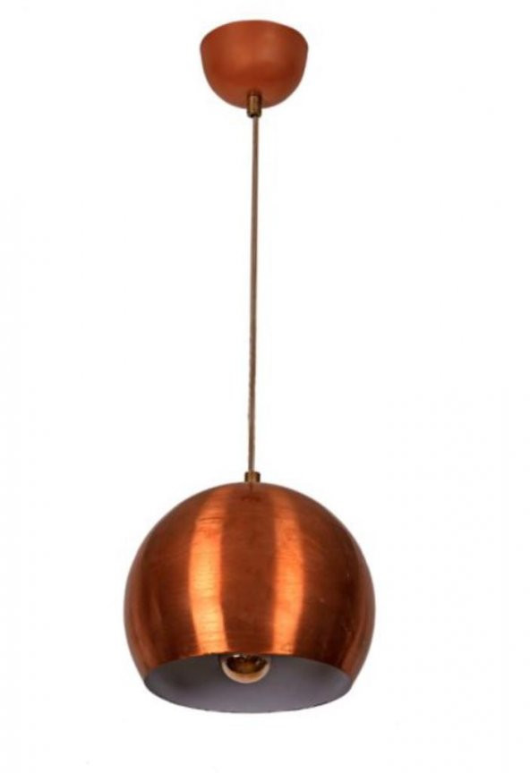 MYLİGHTS 20 LİK METAL GLOP  BAKIR  İÇİ BEYAZ SARKIT RETRO RUSTİK AVİZE  20 CM
