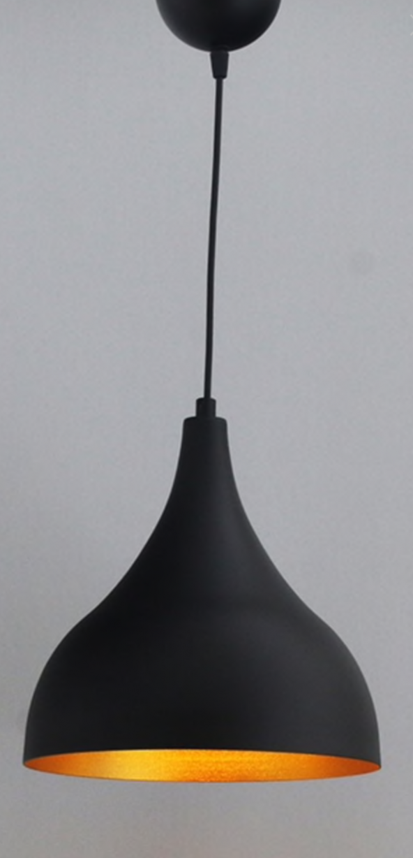 MYLİGHTS RETRO RUSTİK SİYAH  İÇİ ALTIN METAL SARKIT AVİZE ürün görseli