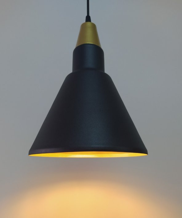 MYLİGHTS  SİYAH  İÇİ ALTIN METAL SARKIT AVİZE RUSTİK TEKLİ