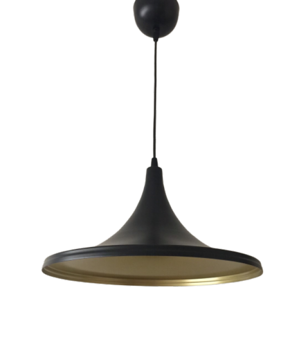 MYLİGHTS  37 CM  MAT SİYAH  İÇİ ALTIN METAL SARKIT RUSTİK AVİZE RETRO TEKLİ ürün görseli