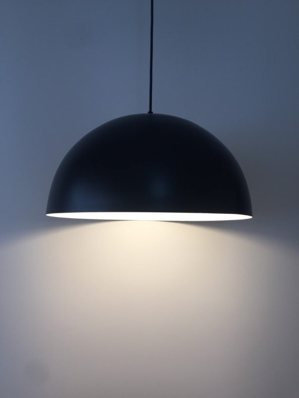 MYLİGHTS RETRO MAT SİYAH  İÇİ BEYAZ  METAL SARKIT AVİZE RUSTİK AVİZE 40 CM - Resim 2