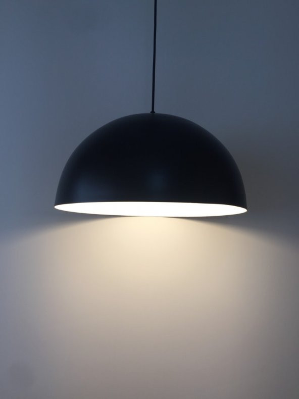 MYLİGHTS RETRO MAT SİYAH  İÇİ BEYAZ  METAL SARKIT AVİZE RUSTİK AVİZE 40 CM - Resim 4