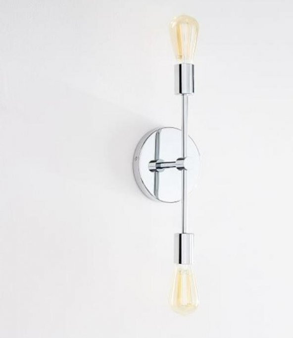 MYLİGHTS MODERN  KROM APLİK  İKİLİ DUVAR LAMBASI  E27
