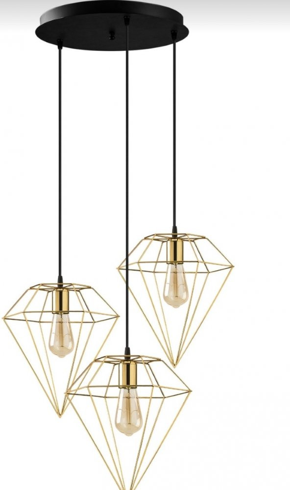 MYLİGHTS RETRO  RUSTİK  ÜÇLÜ GOLD   AVİZE E27