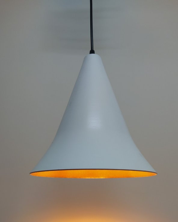MYLİGHTS  RETRO RUSTİK METAL SARKIT BEYAZ  İÇİ ALTIN SARKIT AVİZE