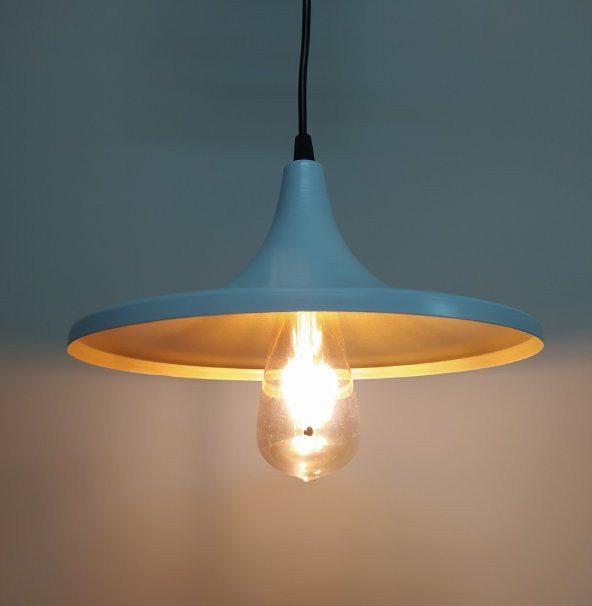 MYLİGHTS  RETRO RUSTİK BEYAZ  İÇİ SARI METAL SARKIT AVİZE