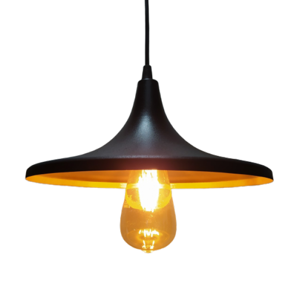 MYLİGHTS  RETRO  RUSTİK METAL SARKIT AVİZE SİYAH  İÇİ SARI  27 CM EN - 3