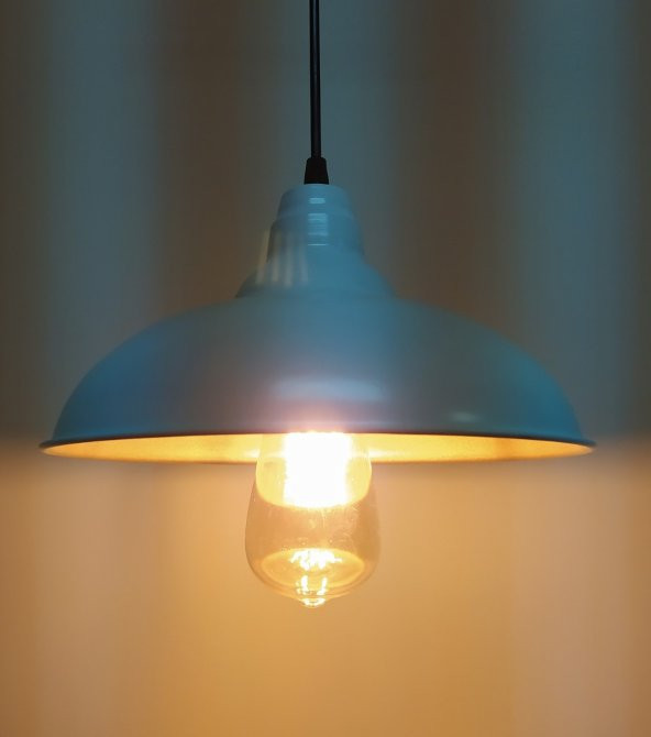 MYLİGHTS  RETRO RUSTİK BEYAZ  İÇİ beyaz  METAL SARKIT - Resim 2