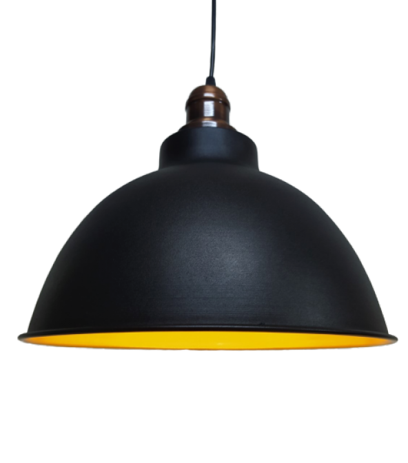 MYLİGHTS  RETRO RUSTİK  BAKIR ASKILI METAL SARKIT AVİZE SİYAH  İÇİ ALTIN - 2